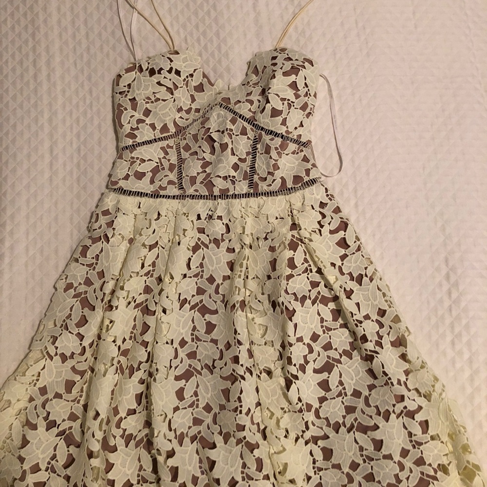 Light yellow self portrait lace dress